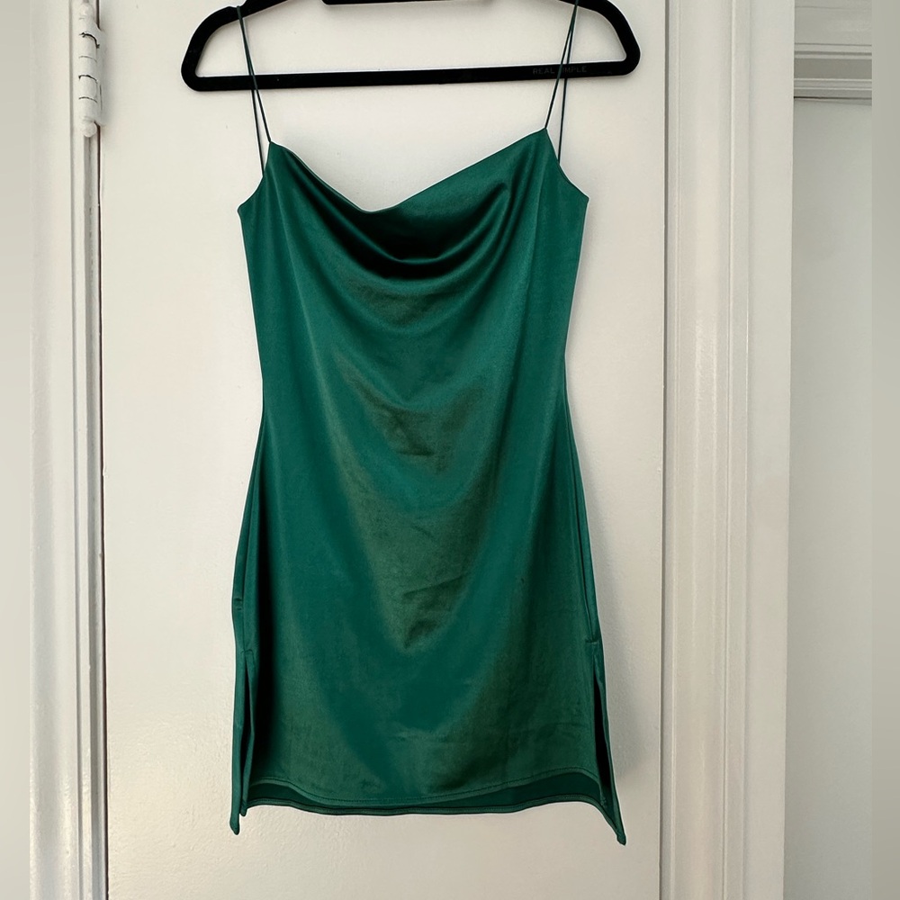 Emerald Satin Mini Dress